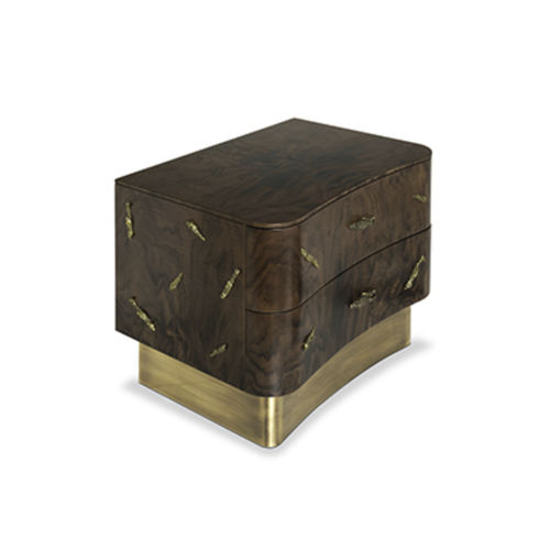 Moderner Nachttisch - BARAKA - BRABBU DESIGN FORCES - Nussbaum / Holzfurnier / Gestell aus Messing