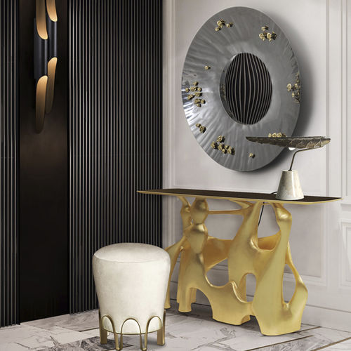 Wandmontierter Spiegel - SAYA - BRABBU DESIGN FORCES - modern / rund / polierter Edelstahl