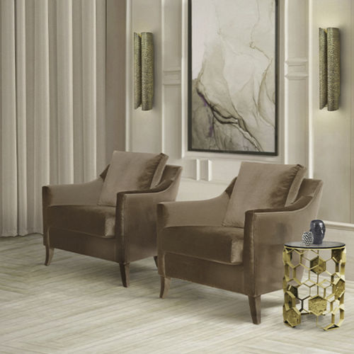 Klassischer Sessel - COMO - BRABBU DESIGN FORCES - Samt / mit abnehmbarem Kissen / grau