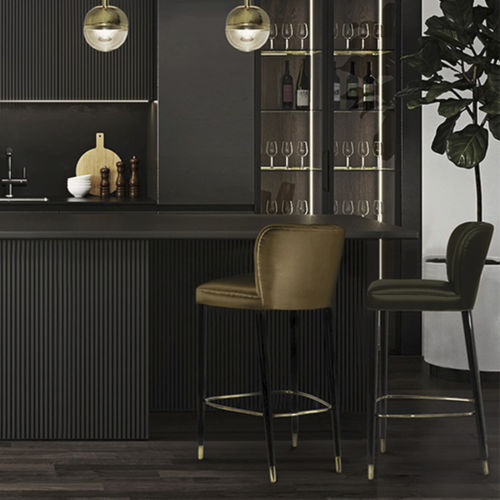 Moderner Barstuhl - DALYAN - BRABBU DESIGN FORCES - für den Innenraum / Kunstleder / Gestell aus lackiertem Holz