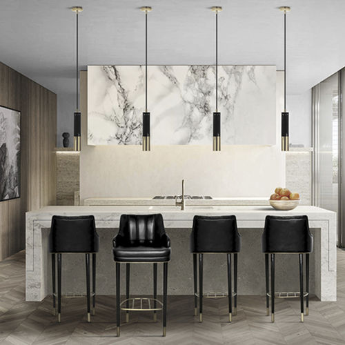 Moderner Barstuhl - PLUM COUNTER - BRABBU DESIGN FORCES - für den Innenraum / Leder / Gestell aus lackiertem Holz