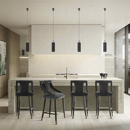 Klassischer Barstuhl - CAYO COUNTER - BRABBU DESIGN FORCES - für den Innenraum / Samt / Gestell aus Ebenholz
