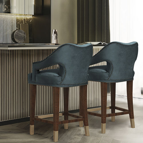 Klassischer Barstuhl - N&ordm;20 COUNTER - BRABBU DESIGN FORCES - für den Innenraum / Samt / Gestell aus Esche