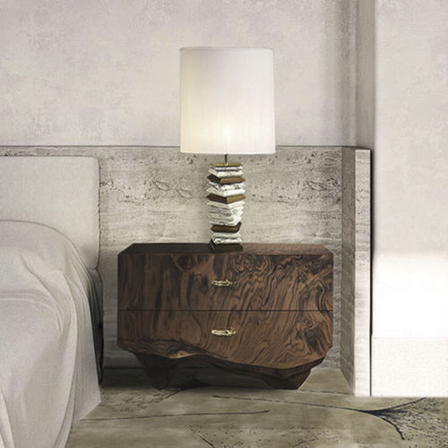 Tischlampe - APACHE - BRABBU DESIGN FORCES - poliertes Messing / Satin / Nussbaum
