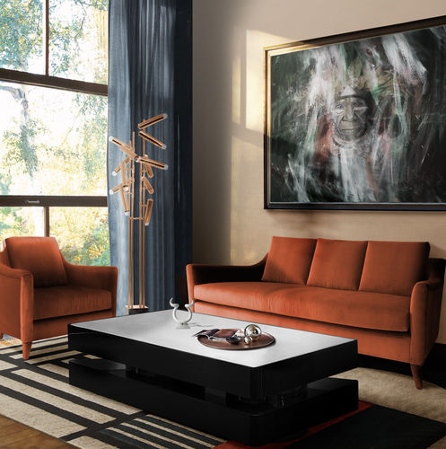 Moderner Couchtisch - SHINTO - BRABBU DESIGN FORCES - Holzfurnier / Esche / Gestell aus hochglanzlackiertem Holz