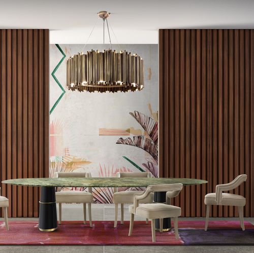 Moderner Esstisch - AGRA III - BRABBU DESIGN FORCES - Marmor / Gestell aus hochglanzlackiertem Holz / Gestell aus poliertem Messing