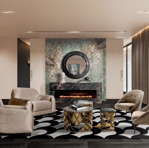 Moderner Beistelltisch - KOI II - BRABBU DESIGN FORCES - Marmor / Gestell aus Messing / rund