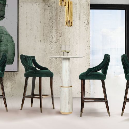 Moderner Stehtisch - AGRA - BRABBU DESIGN FORCES - Marmor / Gestell aus poliertem Messing / Gestell aus Marmor