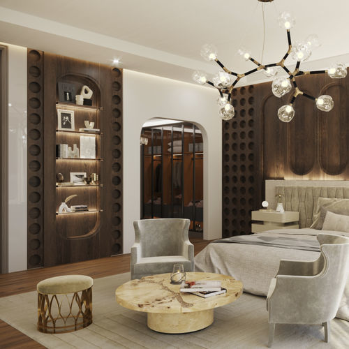 Moderner Hocker - MECCA - BRABBU DESIGN FORCES - Stoff / Gestell aus gebürstetem Messing / mit Mittelfuß