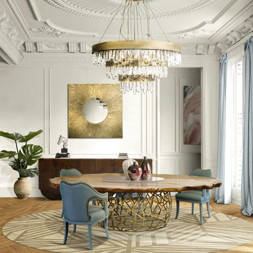 Moderner Esstisch - APIS II - BRABBU DESIGN FORCES - Eiche / gebeiztes Holz / Gestell aus Messing