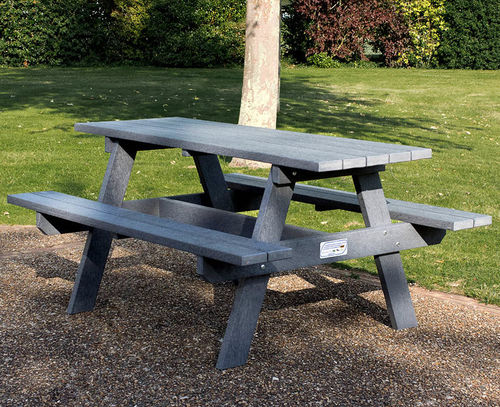 Moderner Picknicktisch - UBICUITY® - PLAS ECO - Recyclingkunststoff / Gestell aus Kunststoff / rechteckig