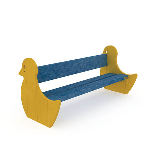 Bank für den öffentlichen Raum / originelles Design - Poussin - PLAS ECO - Recyclingkunststoff / mit Rückenlehne / ohne Armlehnen