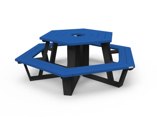 Moderner Picknicktisch - OR-TPN-02 - PLAS ECO - Recyclingkunststoff / Gestell aus Kunststoff / sechseckig