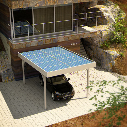 Carport mit Solarpaneel - SINGLE SIMPLE  - Crane Ltd. - galvanisiertem Stahl