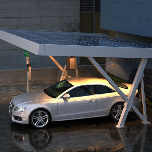 Carport für Gewerbegebrauch - ERGO X  - Crane Ltd. - mit Solarpaneel / Metall
