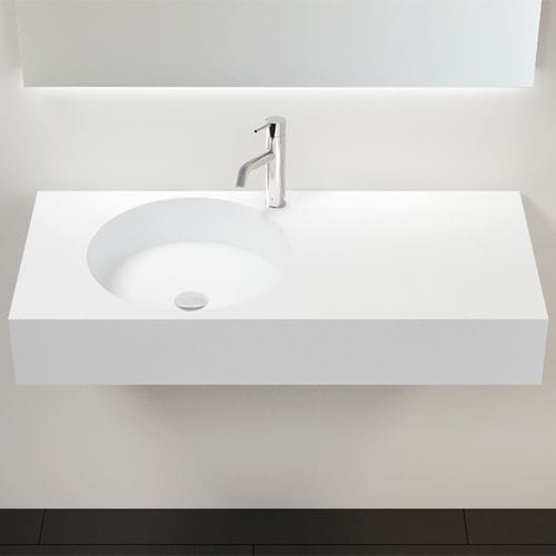 Wand-Waschbecken - WT-02-A - Badeloft GmbH - Mineralguss / mit integrierter Waschtischplatte / rechteckig