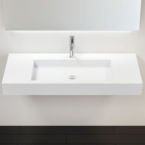 Wand-Waschbecken - WT-03 - Badeloft GmbH - Mineralguss / mit integrierter Waschtischplatte / rechteckig