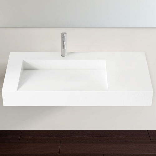 Wand-Waschbecken - WT-04-A - Badeloft GmbH - Mineralguss / mit integrierter Waschtischplatte / rechteckig