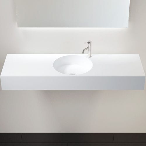 Wand-Waschbecken - WT-02-C - Badeloft GmbH - Mineralguss / mit integrierter Waschtischplatte / rechteckig