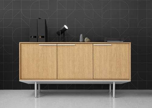 Modernes Sideboard - In - Balma - Holzfurnier / MDF / mit Schwingtür