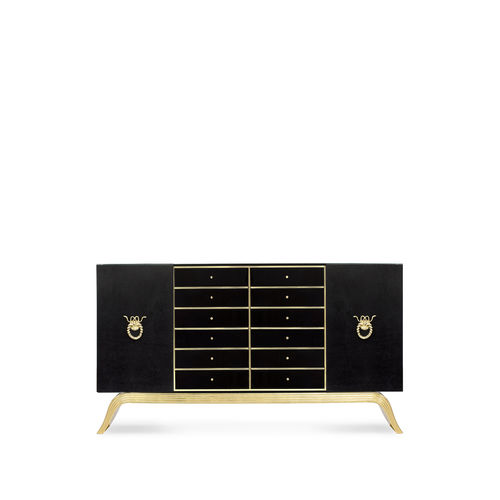 Klassisches Sideboard - SINFUL - KOKET Love Happens - lackiertes Holz / Metall / Leder