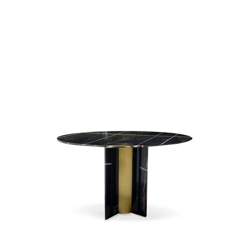 Moderner Esstisch - PARIS NERO MAQUINA MARBLE - KOKET Love Happens - Marmor / Gestell aus Messing / Gestell aus Marmor