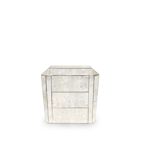 Nachttisch / Art Deco - TAMARA 3 DRAWERS - KOKET Love Happens - Glas / rechteckig / mit Schublade