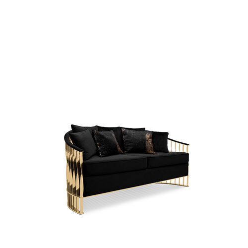 Modernes Sofa - MANDY - KOKET Love Happens - Samt / schwarz / Gestell aus Messing