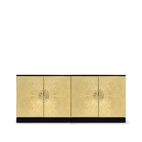 Modernes Sideboard - HEIVE - KOKET Love Happens - lackiertes Holz / poliertes Messing / mit Schwingtür
