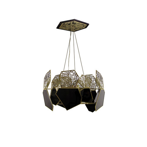 Kronleuchter / originelles Design - HYPNOTIC LACQUER - KOKET Love Happens - Rauchglas / Bronze / poliertes Messing