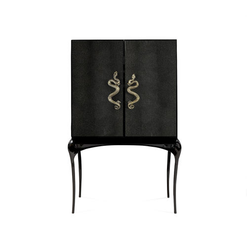 Barschrank für Gewerbegebrauch - INDIA - KOKET Love Happens - modern / hochglanzlackiertes Holz / Leder