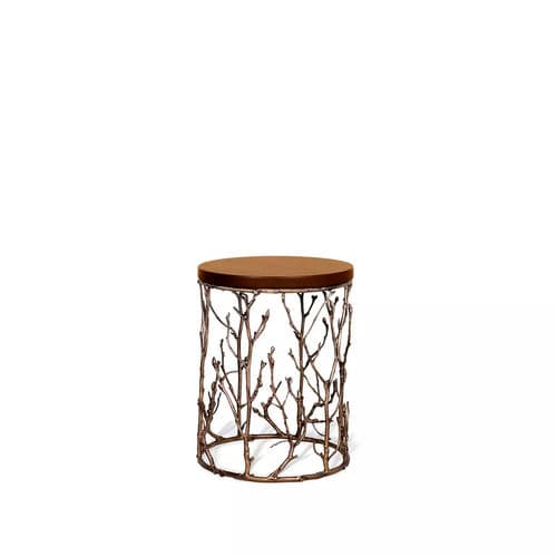 Beistelltisch / originelles Design - ENCHANTED - KOKET Love Happens - Kunstleder / Gestell aus Altmessing / rund