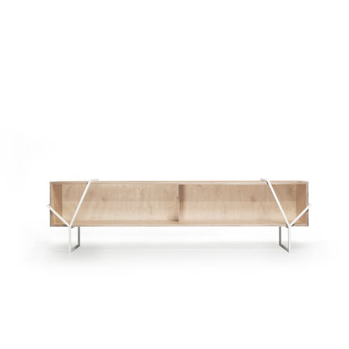 Modernes Sideboard - LAÇO K - Branca-Lisboa - Sperrholz / lackierter Stahl / mit Kufengestell