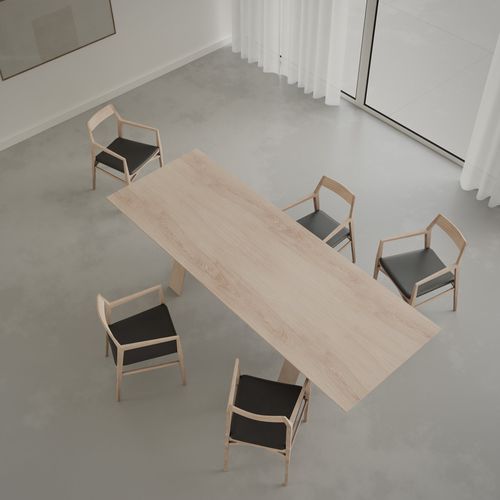 Moderner Esstisch - TRAVE - Branca-Lisboa - Holzfurnier / Gestell aus Eiche / rechteckig