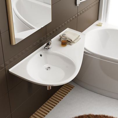 Wand-Waschbecken - AVOCADO COMFORT - RAVAK - Verbundwerkstoff / mit integrierter Waschtischplatte / Skulptur