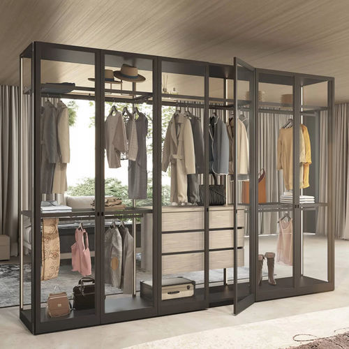 Moderner Kleiderschrank - Scena - Presotto - Glas / mit Schwingtür