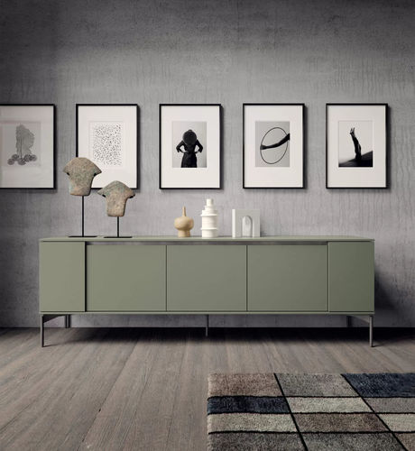 Modernes Sideboard - Hug - Presotto - mattlackiertes Holz / hochglanzlackiertes Holz / Metall