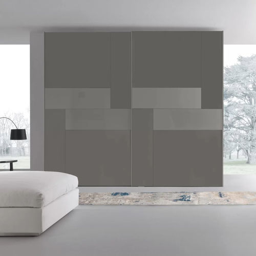 Wandmontierter Kleiderschrank - Kaleidos - Presotto - modern / lackiertes Glas / mit Schiebetür