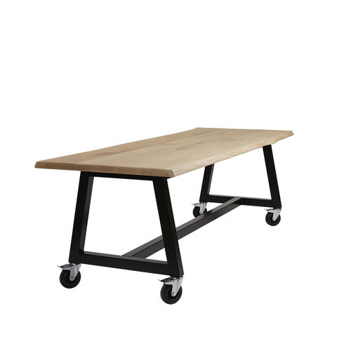 Moderner Tisch - BO - Spoinq - Natureiche / Gestell aus lackiertem Stahl / rechteckig