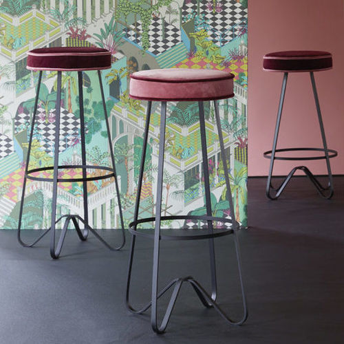Moderner Barhocker - MACARON - Spoinq - Stoff / Gestell aus Stahl / mit 4 Beinen