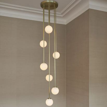 Moderner Kronleuchter - MEZZO CLUSTER - cto lighting - Opalglas / Messing / LED