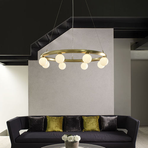 Moderner Kronleuchter - ORB - cto lighting - Opalglas / Messing / Edelstahl
