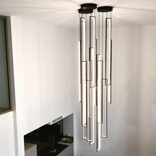 Moderner Kronleuchter - CASCADE MIRÉ – 12 - CINIER - Stahl / Skulptur / rechteckig