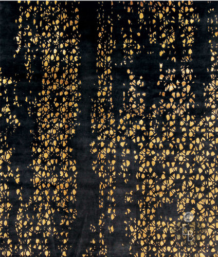 Seide-Teppich - RAIN DROP STAMP EBONY - Edition Bougainville - modern / Motiv / Hanf