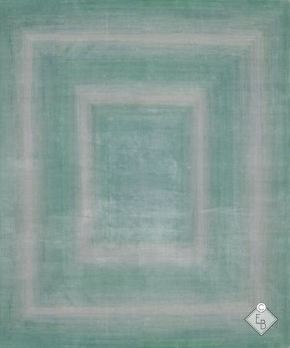 Seide-Teppich - RAINBOW GROOVE TURQUOISE - Edition Bougainville - modern / geometrisches Muster / PET