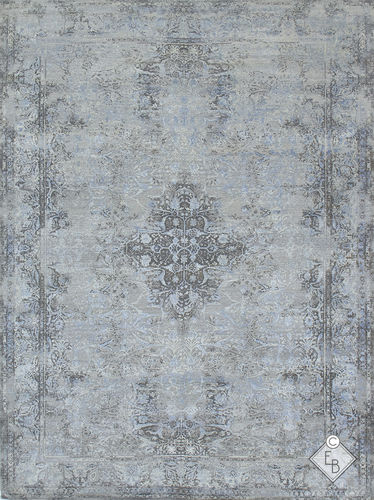 Traditioneller Teppich - DARIA GREY BLUE - Edition Bougainville - Motiv / Wolle / Seide
