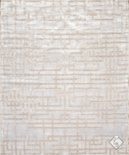 Seide-Teppich - CHAPLIN LATTE - Edition Bougainville - modern / mit geometrischen Motiven / PET