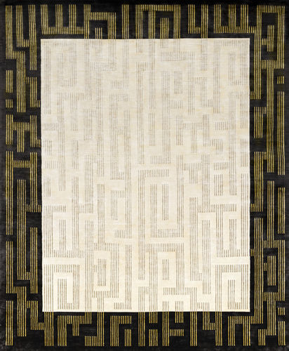 Moderner Teppich - EASTERN COAL - Edition Bougainville - mit geometrischen Motiven / Wolle / aus pflanzlicher Seide