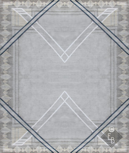 Moderner Teppich - GARBO NEUTRAL - Edition Bougainville - mit geometrischen Motiven / PET / Wolle
