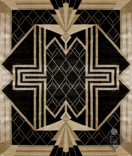 Moderner Teppich - GATSBY COAL - Edition Bougainville - mit geometrischen Motiven / PET / Wolle
